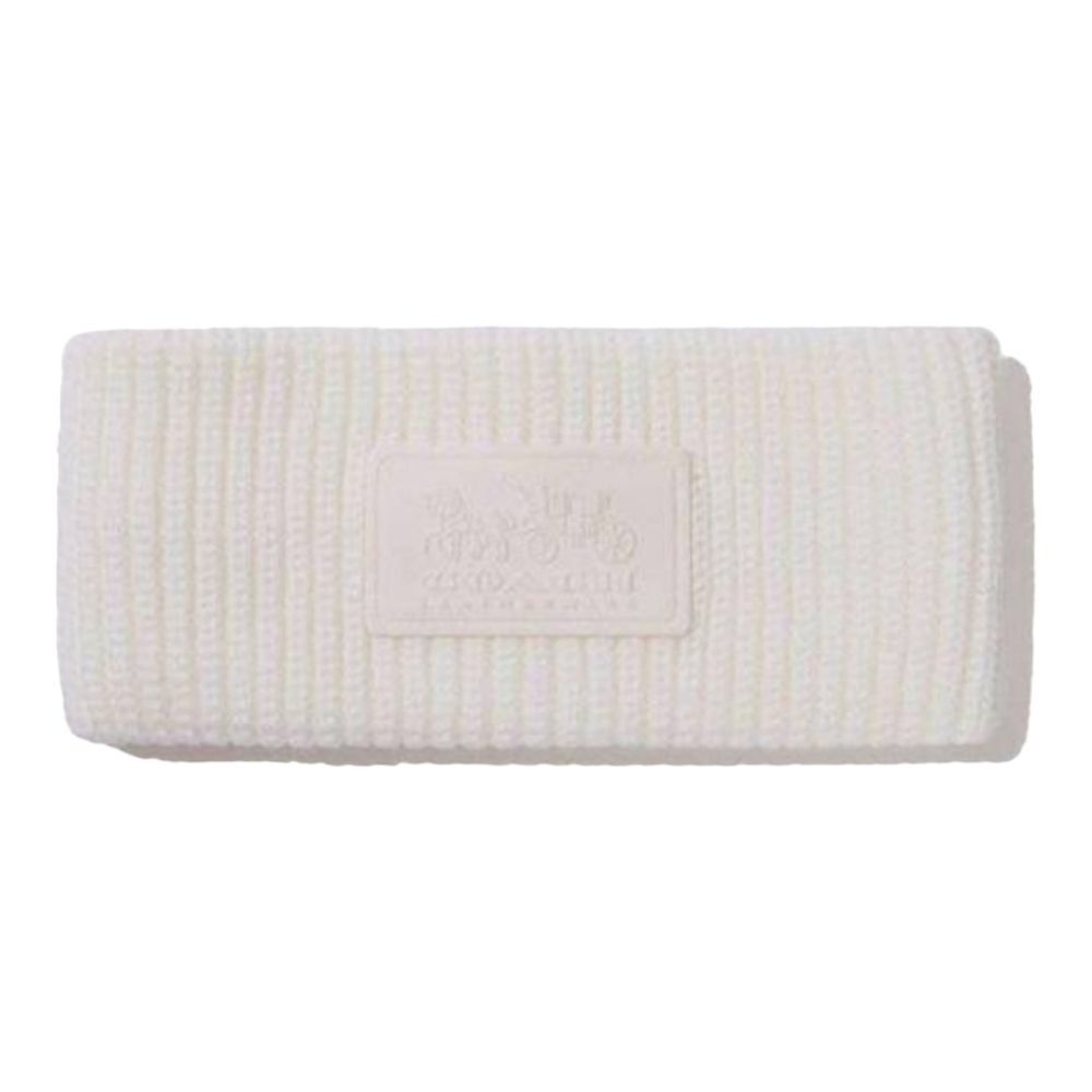 COACH Cable Knit Chunky Winter headband with Logo Patch Cream Color NEW